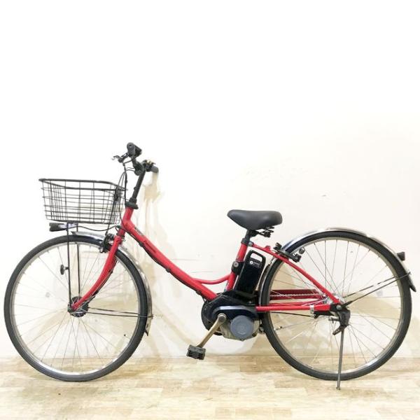 電動自転車 パナソニック 26インチ A.girls  8Ah 大容量 サドル新品 中古 Panasonic エーガールズ 赤 中古電動自転車 パナソニック グリッター A レッド 26インチ KE138 – e