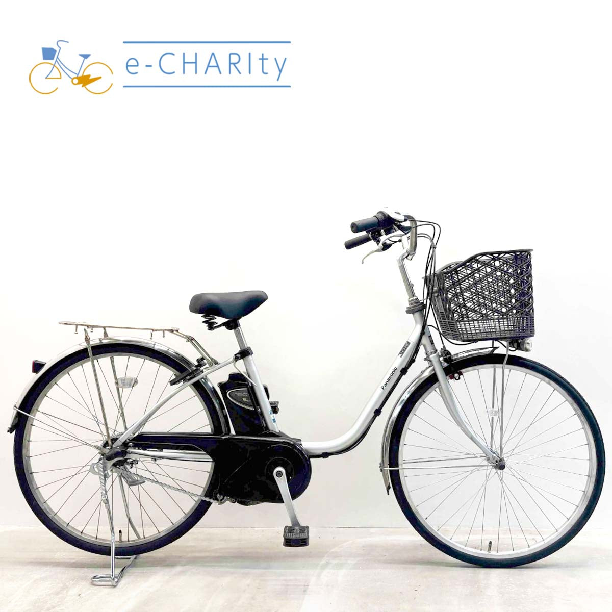 中古電動自転車 パナソニック ビビTX シルバー 26インチ YK004