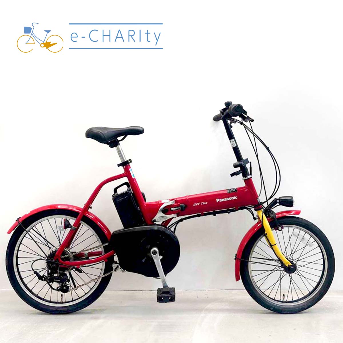 中古電動自転車 パナソニック オフタイム レッド 18×20インチ YL048