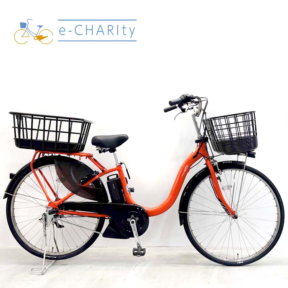 中古電動自転車 ヤマハ PAS ウィズ オレンジ 26インチ YL087